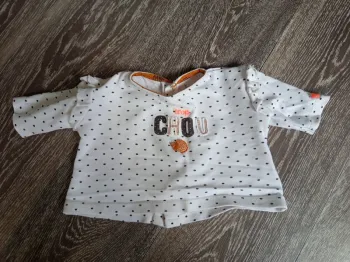 T-shirt blanc hérisson sucre d'orge 1 mois