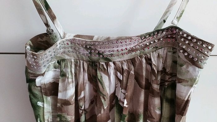 Top bustier M vert marron bon prix strass - photo numéro 3