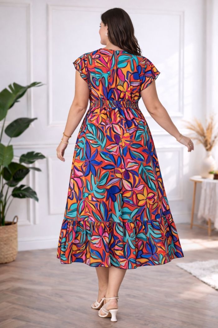 Robe longue enflammée éclosion tropicale Femme taille 54 marque Boohoo 💍 - photo numéro 2