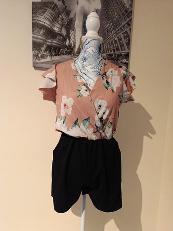 Combi short t 36 noir et rose