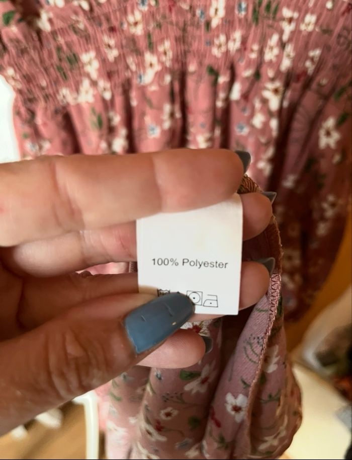 Longue robe trapéze vieux rose à fleurs T.M TBE 👗 - photo numéro 4