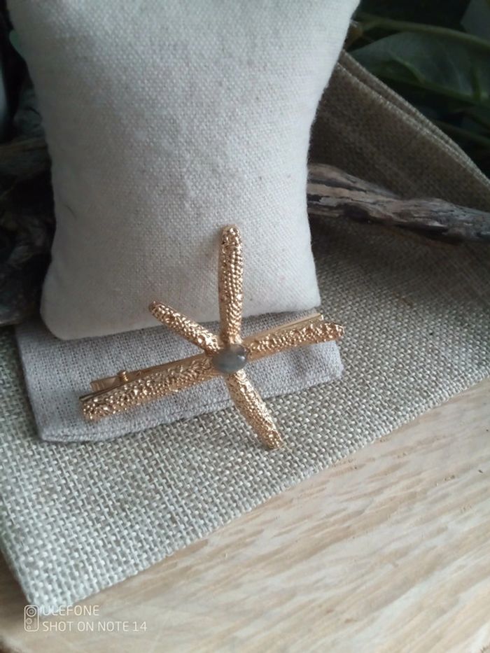 Barrette pierre de labradorite étoile de mer