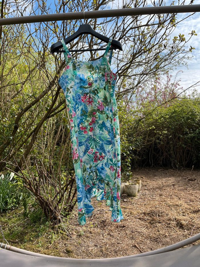 Superbe robe vintage Fleurie Volants Froufrou Afibel T 48 - photo numéro 4