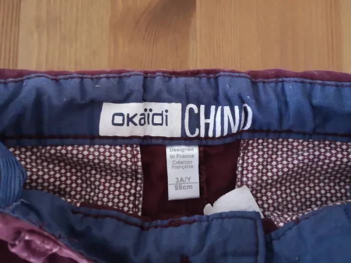 Pantalon chino rouge bordeaux 3 ans - photo numéro 3