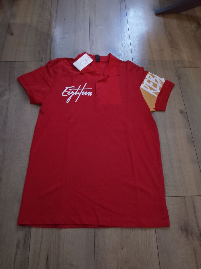 Polo rouge manches courtes pour homme XL plus Eighteen - photo numéro 2