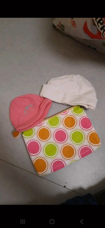 Bonnet tissus naissance rose et blanc