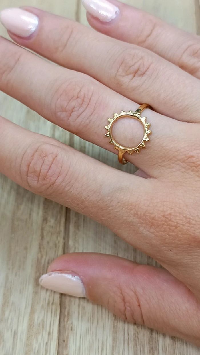 Bague soleil en acier inoxydable doré - photo numéro 2