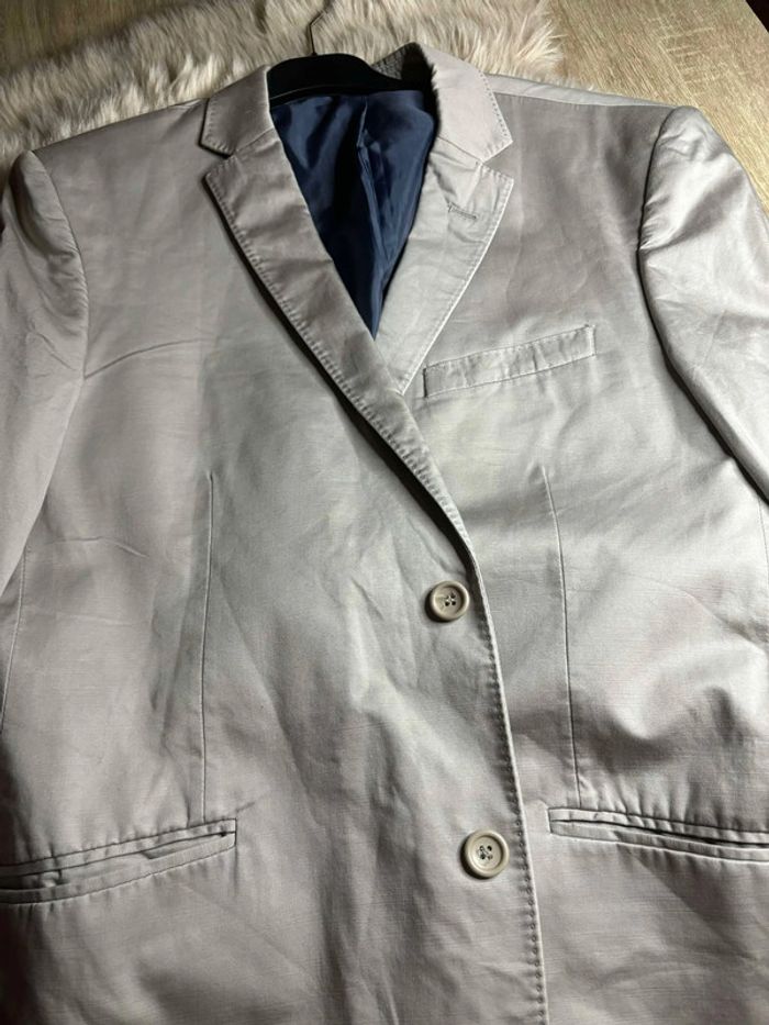 Veste de costume beige / crème intérieur bleu marine Sergio Viti Taille XL / 54