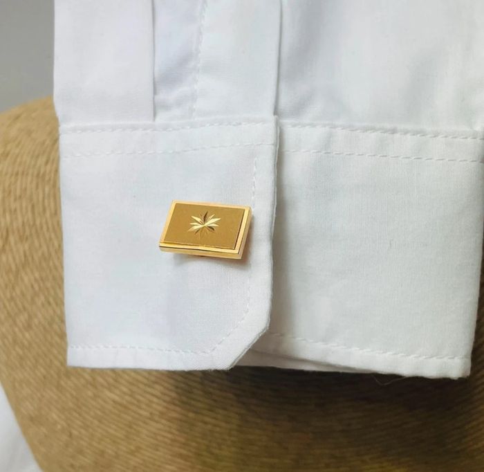 🔥 Paire Boutons de manchette vintage chic  rectangle . Plaqué or poinçon. - photo numéro 14