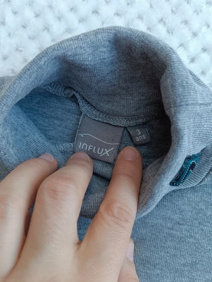 🔸 Tee-Shirt Col Roulé Gris Influx – 3 Ans 🔸 - photo numéro 2