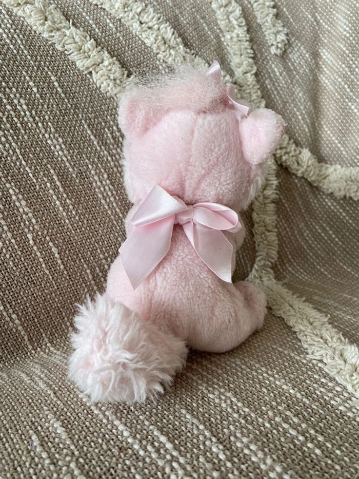Peluche doudou 18cm disney les aristochats Marie chat rose noeud très bon état - photo numéro 5