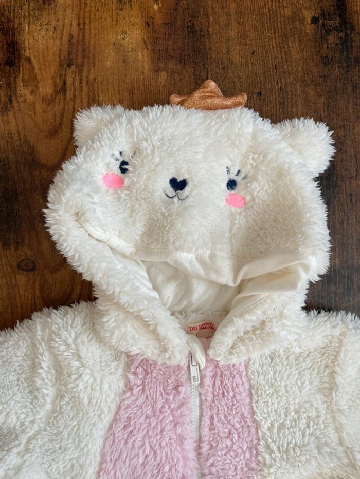 Combinaison pilote tout doux capuche tête d’ours à couronne - photo numéro 2