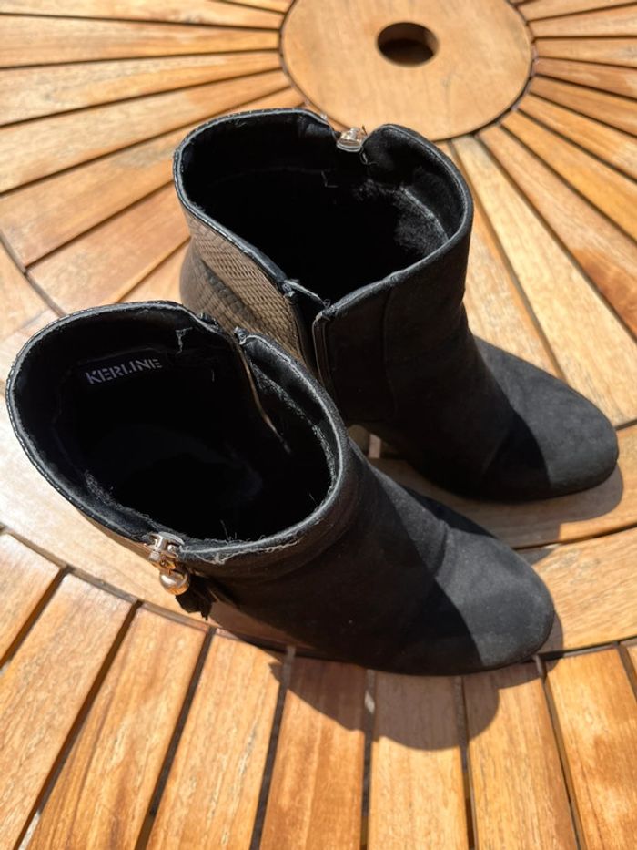 Bottines noires talons ponpons automne hiver - photo numéro 4