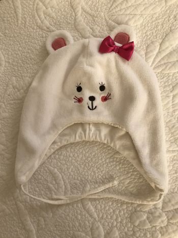 Bonnet fantaisie façon peluche blanc