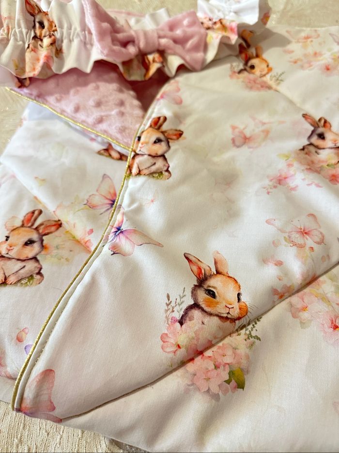Couverture emmaillotage lapin bébé rose - photo numéro 5