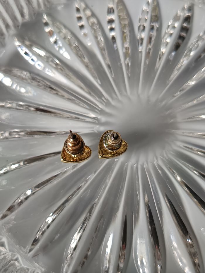 Boucles d'oreilles en forme de cœur avec strass en acier - photo numéro 3