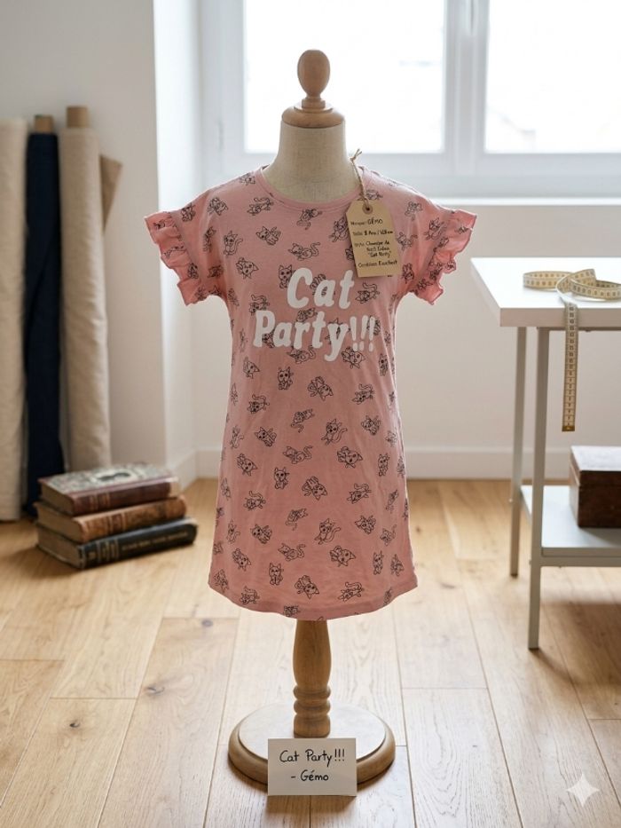 🐱 Chemise de Nuit "Cat Party" – Gémo – Taille 8 Ans