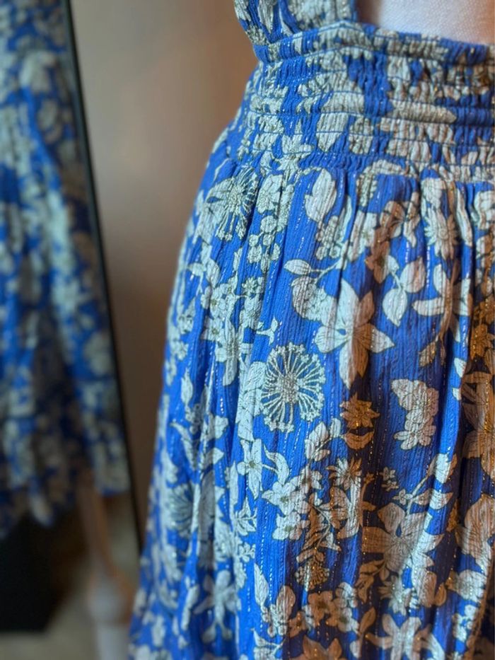 Robe d’été Goa dos ouvert à fleurs bleu blanc T.36 - photo numéro 8