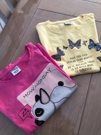 Lot 2 tee shirt jaune et rose