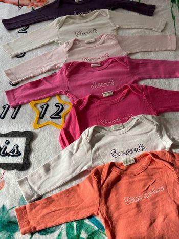 Lot de 7 bodies 9/12 mois