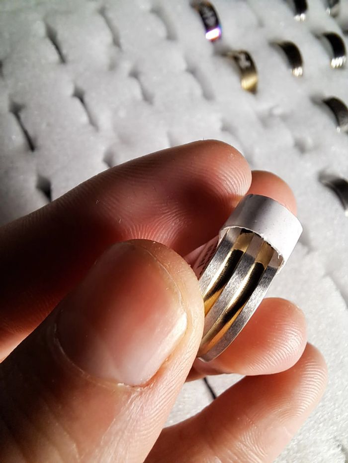 Bague acier inoxydable dorées - photo numéro 3