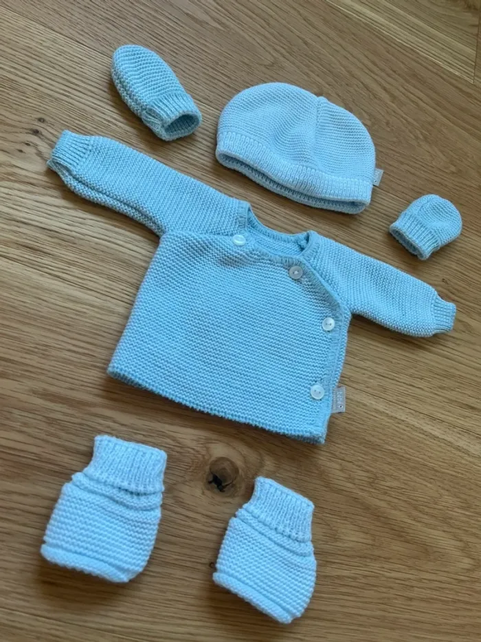 Ensemble bleu maille prématuré - photo numéro 2