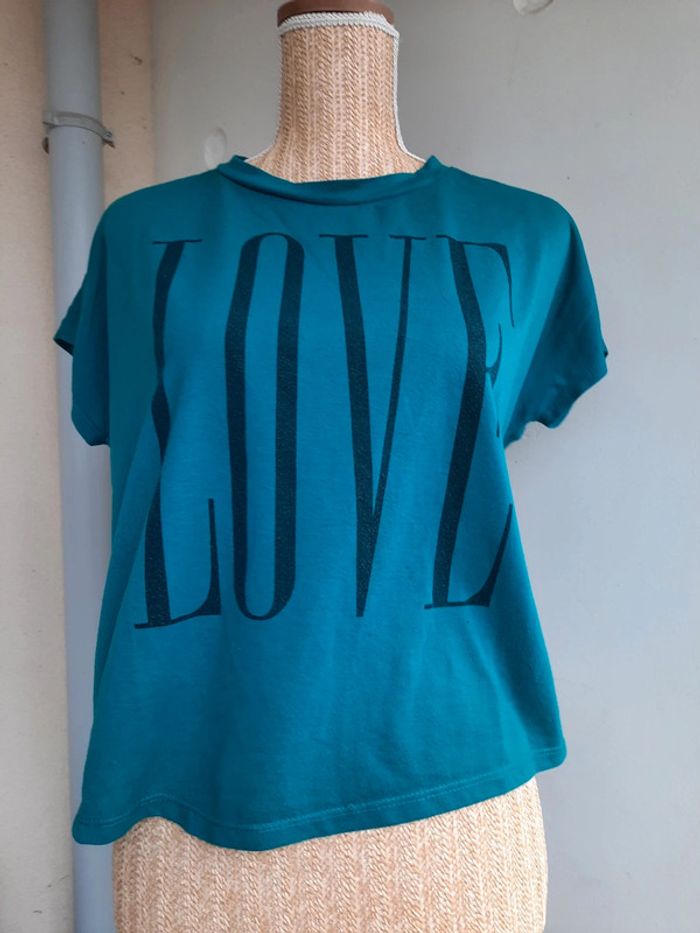 T-shirt manches courtes Love taille M vert - photo numéro 2