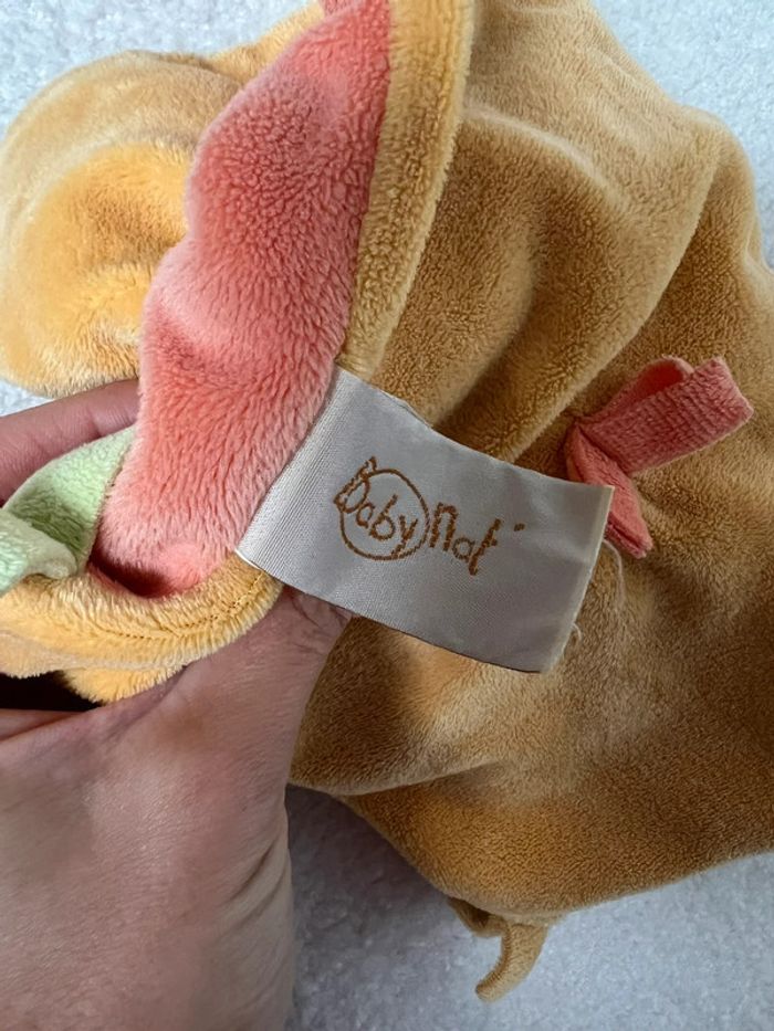 Doudou plat Babynat lapin vert orange jaune - photo numéro 5