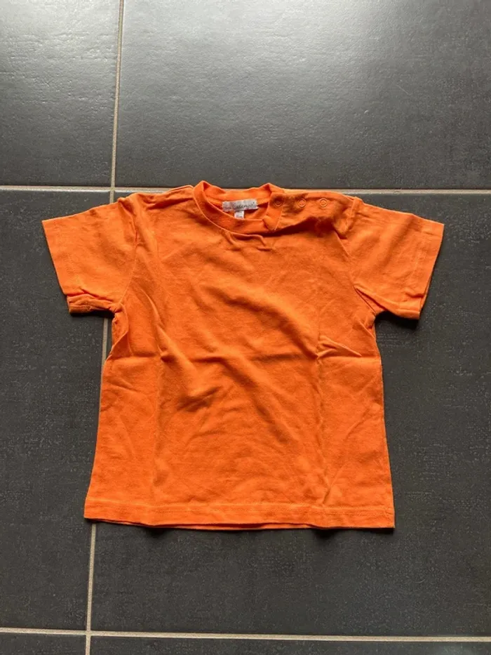 Ensemble t shirt short marron et orange - photo numéro 2