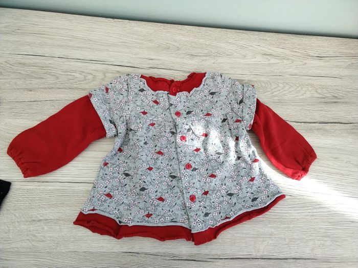 Ensemble tee-shirt manches longues et short fille 9 mois - photo numéro 3