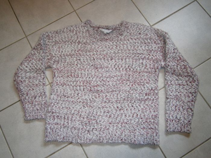 Pull doux chiné blanc/rouge Taille 42 - photo numéro 2