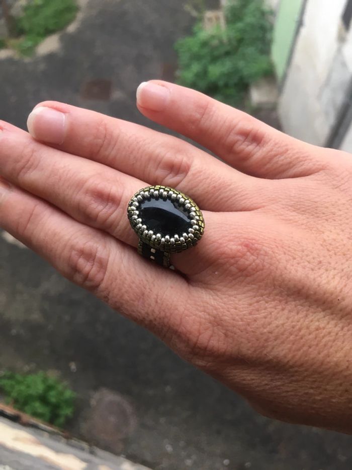 Bague onyx sertie - photo numéro 2