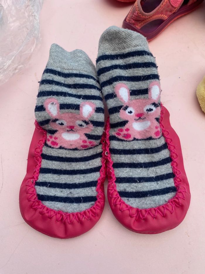 Chaussons chaussettes cuir