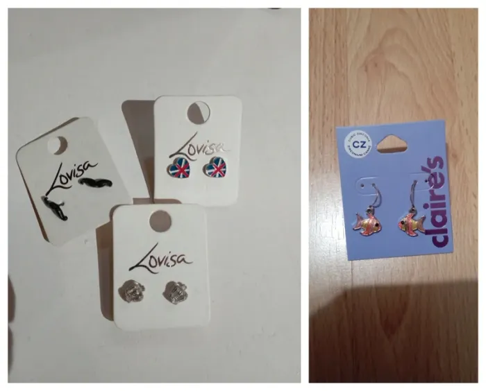 Lot de 4 paires de boucles d'oreilles fille/ado neuves