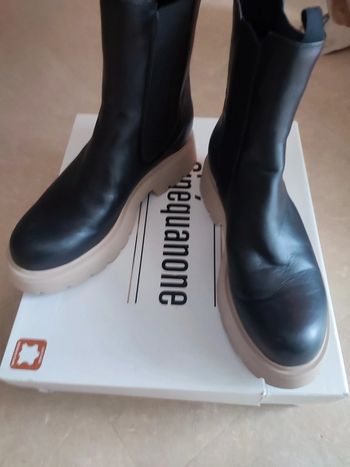 Bottes à plateforme Sinequanone - T39 - Cuir noir