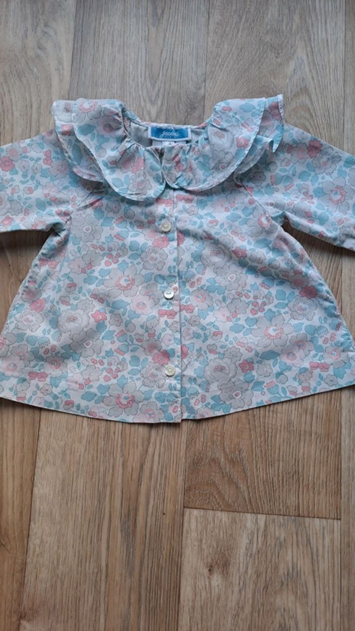 Ensemble blouse et salopette/barboteuse Jacadi et Cyrillus liberty 3 mois - photo numéro 2