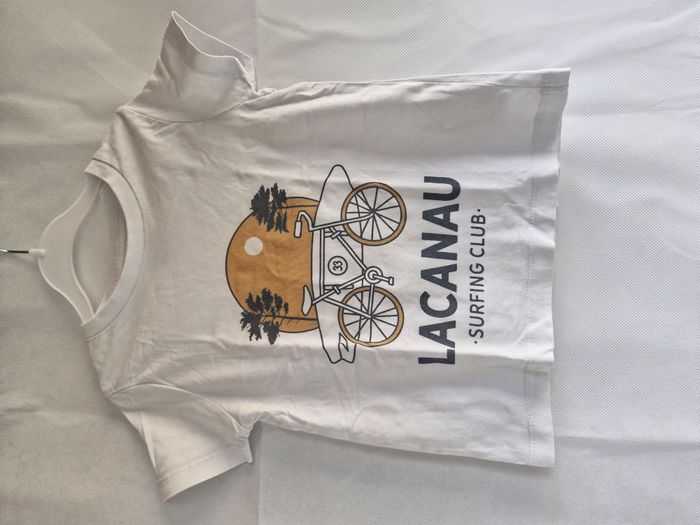 T-shirt manches courtes 3/4 ans Stanley - Stella Blanc vélo surf coucher de soleil