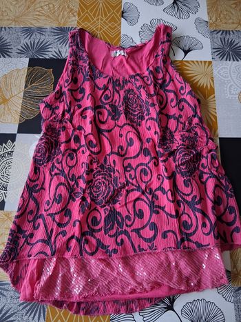 Tunique sans manches rose/marine, neuf
