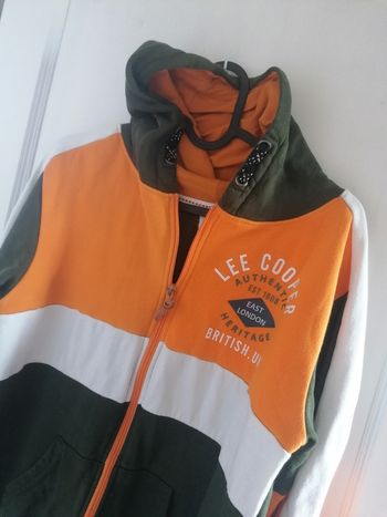 Veste gilet zippé sweat-shirt à capuche Lee Cooper 🧡🤍💚 garçon 14 ans