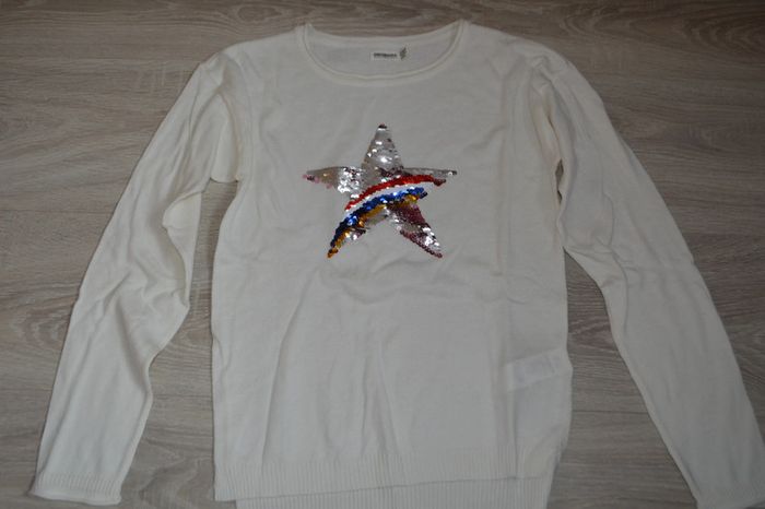Pull blanc étoile strass réversible Orchestra 12 ans