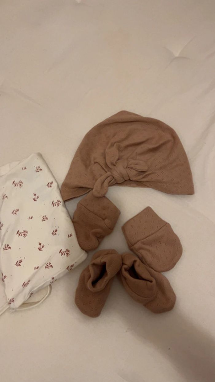 Lot turban moufle et chaussons - photo numéro 2