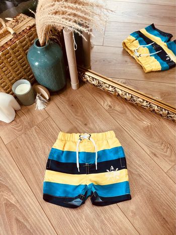 Taille 12 mois short de bain garçon Orchestra jaune bleu turquoise marine 💙