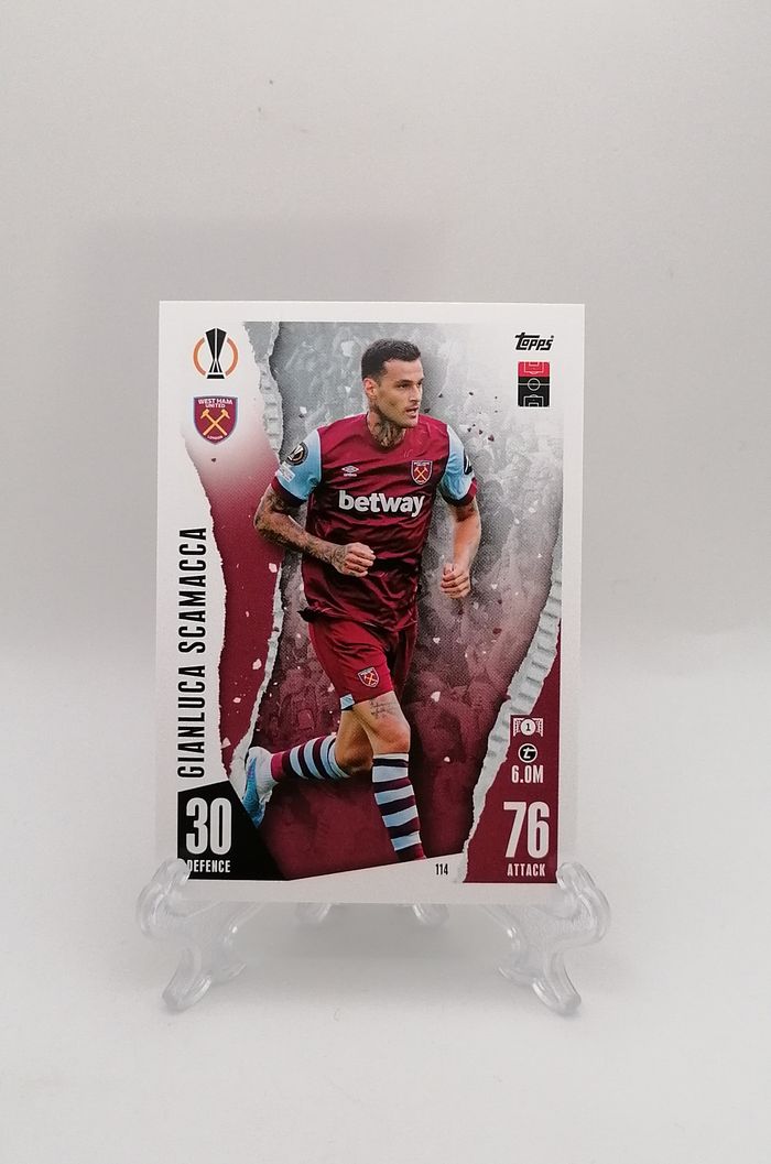 Carte Match Attax 2023-24 Gianluca Scamacca n°114 West Ham United FC.