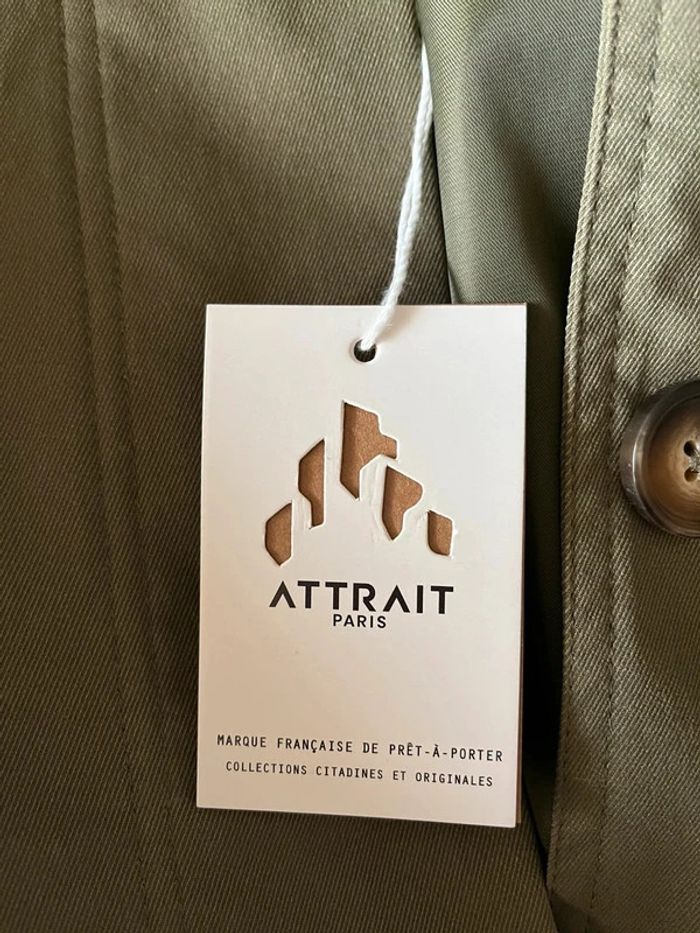 Trench court veste manteau coupe vent kaki Attrait Paris Taille L – Neuf avec étiquette - photo numéro 6