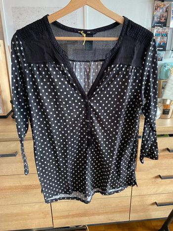 Blouse noire pois