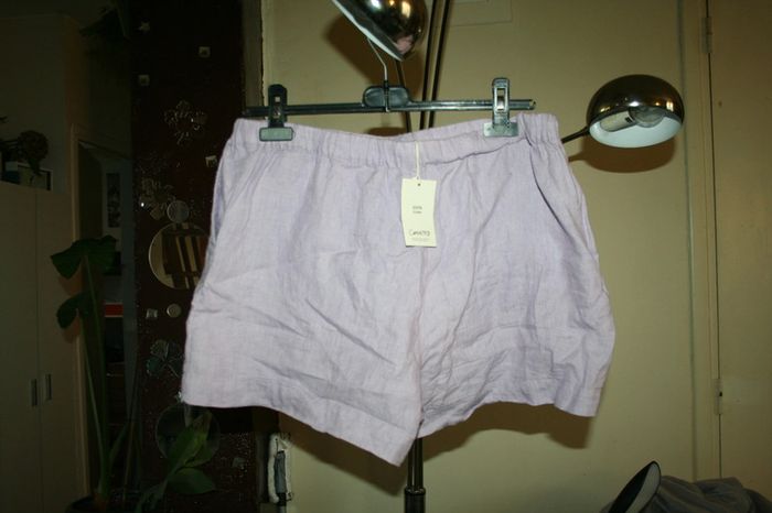 🌸👍Nouveauté 👍#Short #lin #parme #pastel Taille 40 "Mango" Tendance 2023 Neuf 🌸 - photo numéro 2