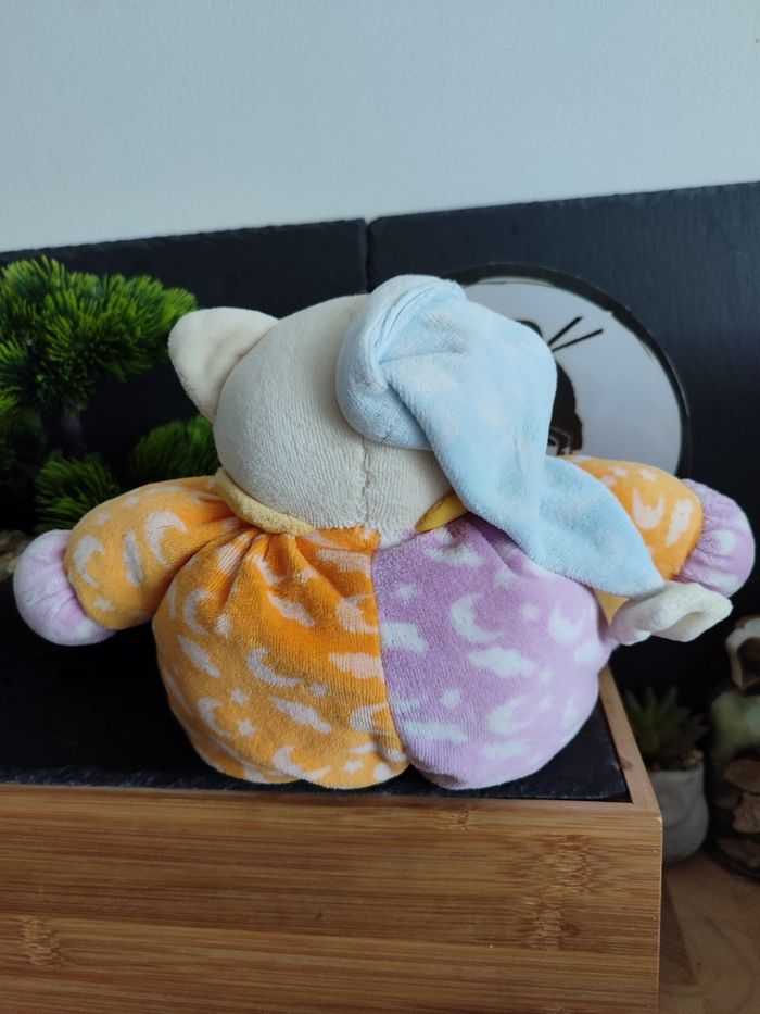 doudou peluche chat boule doudou orange violet bonnet bleu crème lune nuage - photo numéro 2