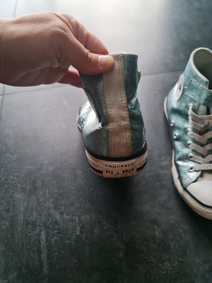 Converse bleu ciel pailleté pointure 34 - photo numéro 3