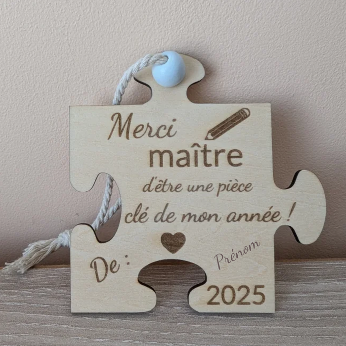 Puzzle bois personnalisé – Merci Maître – Cadeau fin d’année scolaire 2025