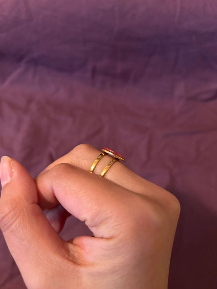Bague ovale rose • taille ajustable - photo numéro 3